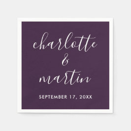 Lila moderne Schrift Hochzeit Serviette