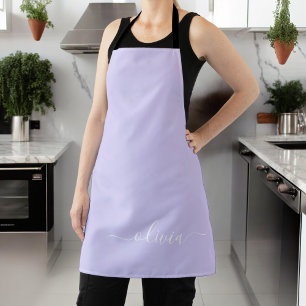 Lila moderne Schriftzug-Monogramm-Name Mädchen Schürze