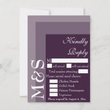 Lila moderne Script-Wedding-RSVP-Karte