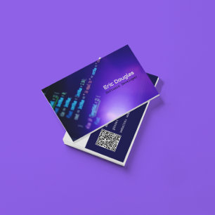 Lila moderne Software-Tech-Profi-QR-Code Visitenkarte