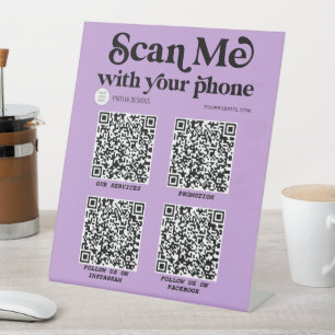Lila moderne Typografie QR-Code scannbar Sockelschild