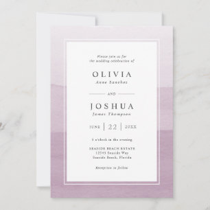 Lila moderne Wasserfarben-Hochzeit Einladung
