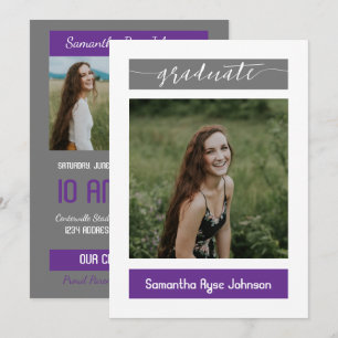 Lila Moderner Block 3-Foto-Abschlussfeier Einladung