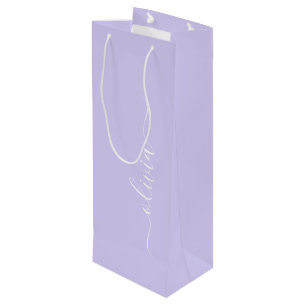Lila moderner Schriftzug Girly Monogramm Name Geschenktüte Für Weinflaschen