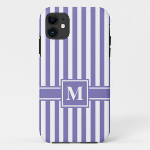 Lila moderner Streifen mit Monogramm Case-Mate iPhone Hülle