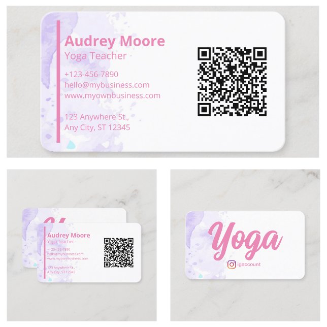 Lila moderner Yogalehrer Visitenkarte (Purple Modern Yoga Teacher Business Card
)
