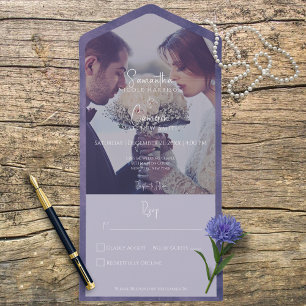 Lila modernes Foto Kein Abendessen All In One Einladung