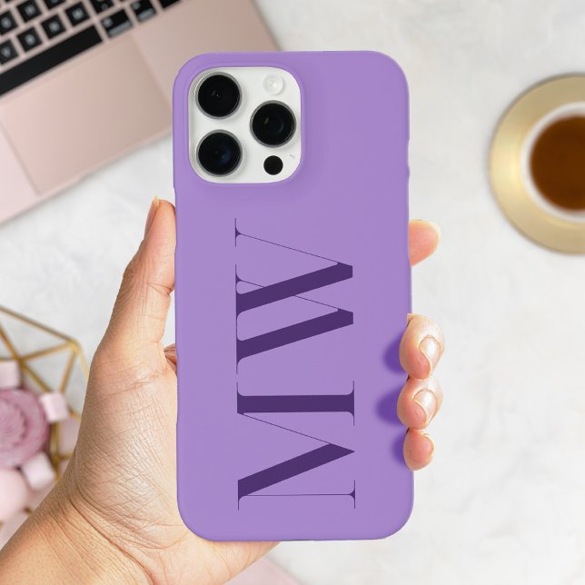 Lila Modernes Minimalistisches Anfangsmonogramm Case-Mate iPhone Hülle (Von Creator hochgeladen)