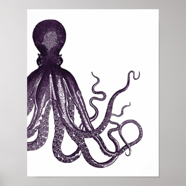 Lila modernes Octopus-Poster Poster (Vorne)