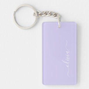 Lila Modernes Schriftzug-Monogramm-Name Mädchen Schlüsselanhänger
