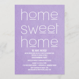 Lila Modernes Sweet Zuhause Housewarming Party Einladung