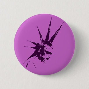 Lila Mohikaner-Punkmädchen Button