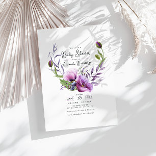Lila Mohn Floraler Kranz Baby Shower Einladung