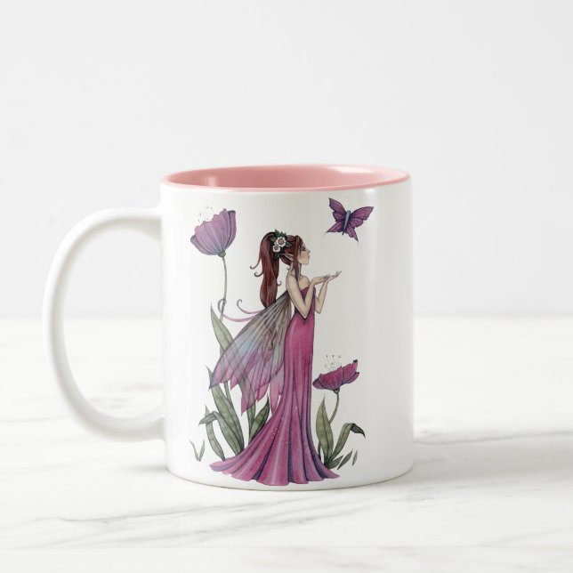 Lila Mohnblume Fantasy Art Tasse (Links)