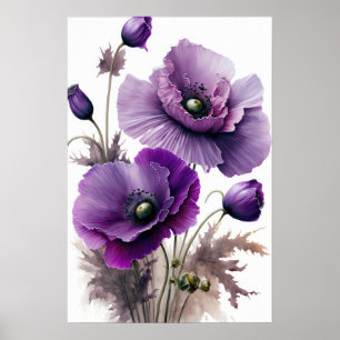 Lila Mohnblumen Blume Art Print Poster