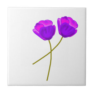 Lila Mohnblumen-Blume Fliese