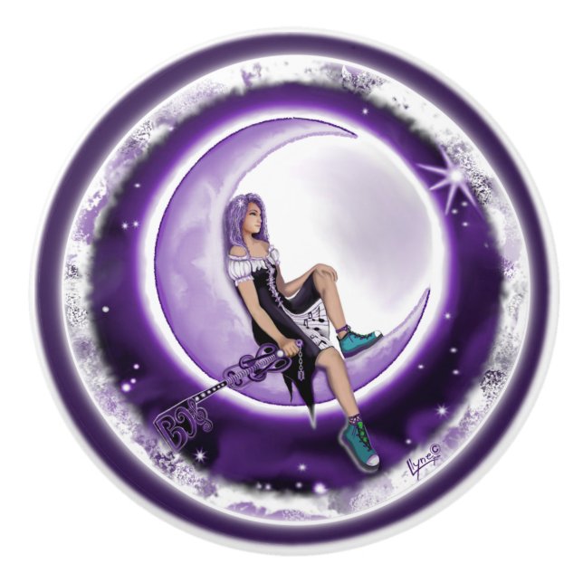 Lila Mohnkind Keramikknauf (Vorderseite)