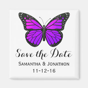 Lila Monarch-Schmetterling, der Save the Date Magnet