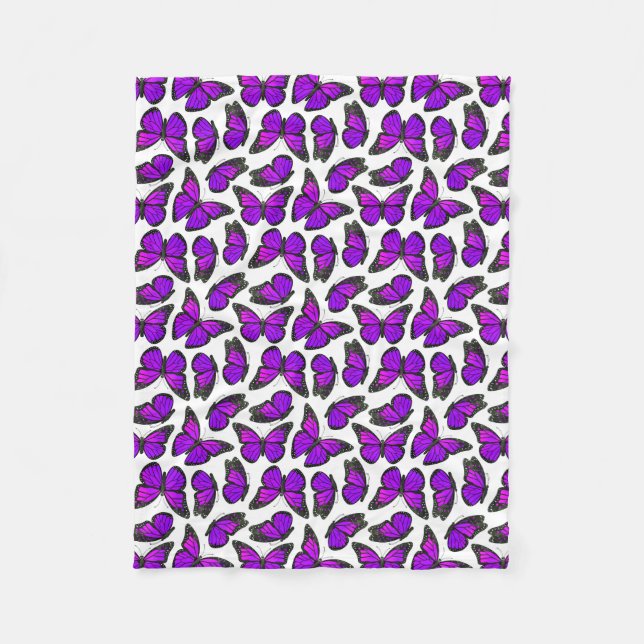 Lila Monarch-Schmetterlings-Muster Fleecedecke (Vorderseite)