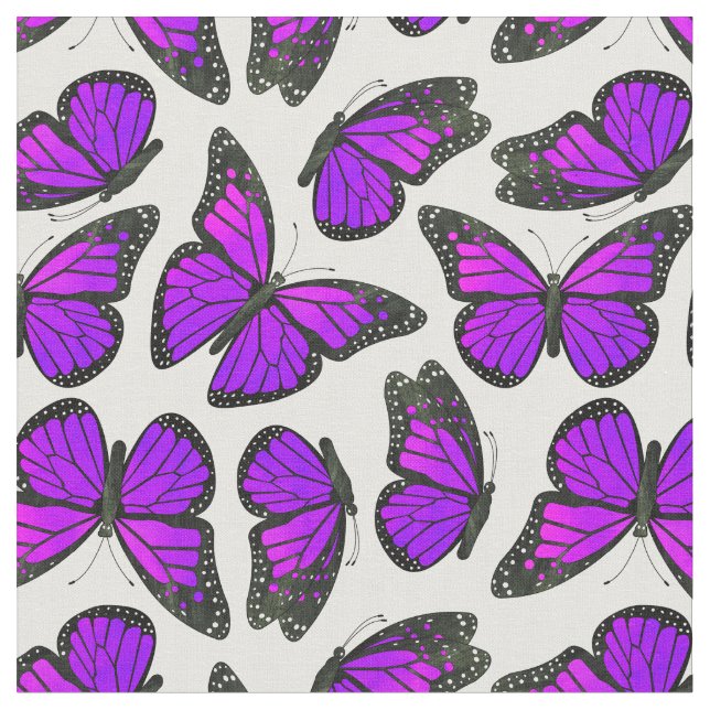 Lila Monarch-Schmetterlings-Muster Stoff (Nahaufnahme)