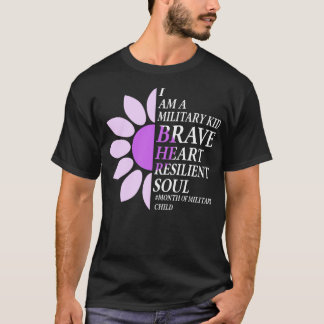 Lila Monat Blume zur Aufklärung militärischer Kind T-Shirt