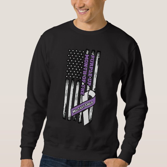 Lila Monat des Militärkindes Sweatshirt (Vorderseite)