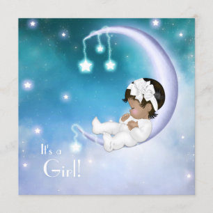 Lila Mond Ethnische Babyparty für Mädchen Einladung