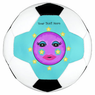 Lila Mond Gelbe Sterne Niedliche Gesichter Fußball
