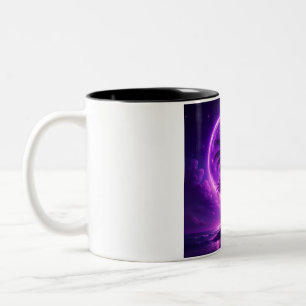 Lila Mond Insel Traumlandschaft Zweifarbige Tasse