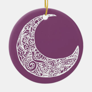 lila Mond Keramik Ornament