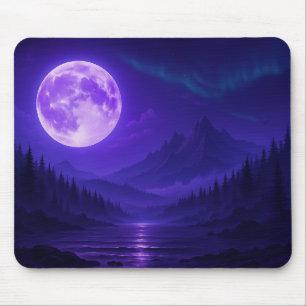 Lila Mond Serenity-Mauspad – Mitternachtsberg  Mousepad