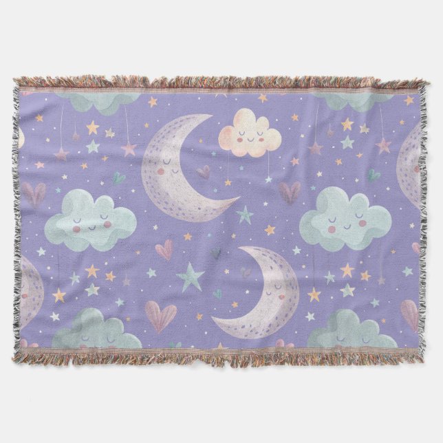 Lila Mond und Wolkendecke Decke (Vorderseite)