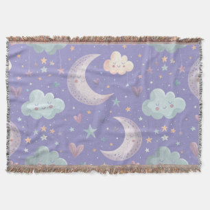 Lila Mond & Wolken Wurfdecke Decke