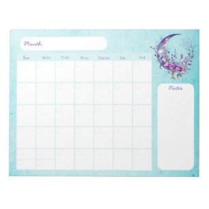 Lila Mondkalender Notepad - 40 Seiten Notizblock