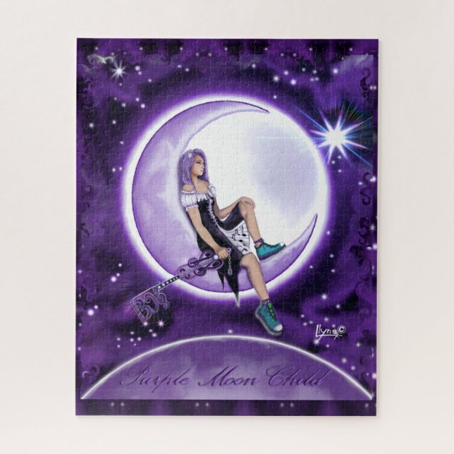 Lila Mondkinderpuzzle Puzzle (Vertikal)