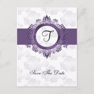 lila Mono-Hochzeit geblüht speichern Sie das Datum Ankündigungspostkarte