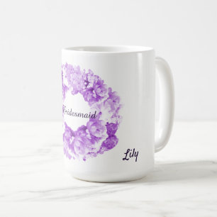 Lila monochrome Kranz Brautjungfer Kaffeetasse