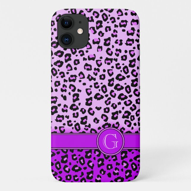 Lila Monografie von Leopard Case-Mate iPhone Hülle (Rückseite)