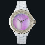 Lila Monogram Glitzer Sparkle Girly Script Armbanduhr<br><div class="desc">Lila Imitate Foil metallic Sparkle Glitzer gebürstete Metal Monogram Name Watch. Dies macht den perfekten Abschluss,  Geburtstag,  Hochzeit,  Brautparty,  Jubiläum,  Babydusche oder Junggeselinnen-Abschied Geschenk für jemanden,  die Lieben glamourösen Luxus und schicke Stile.</div>