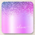 Lila Monogram Glitzer Sparkle Girly Script Getränkeuntersetzer<br><div class="desc">Lila Imitate belichten metallische Sparkle Glitzer gebürstete Metal Monogram Name Paper Untersetzer. Dies macht den perfekten Abschluss,  Geburtstag,  Hochzeit,  Brautparty,  Jubiläum,  Babydusche oder Junggeselinnen-Abschied Geschenk für jemanden,  die Lieben glamourösen Luxus und schicke Stile.</div>
