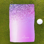 Lila Monogram Glitzer Sparkle Girly Script Golfhandtuch<br><div class="desc">Lila Imitate Foil Metallic Sparkle Glitzer gebürstetes Metall Monogram Name Golf Handtuch. Das macht den perfekten 16 Geburtstag,  Hochzeit,  Brautparty,  Jubiläum,  Babydusche oder Junggeselinnen-Abschied Geschenk für jemanden,  der Lieben glamourösen Luxus und schicke Stile.</div>