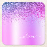 Lila Monogram Glitzer Sparkle Girly Script Rechteckiger Pappuntersetzer<br><div class="desc">Lila Imitate belichten metallische Sparkle Glitzer gebürstete Metal Monogram Name Paper Untersetzer. Dies macht den perfekten Abschluss,  Geburtstag,  Hochzeit,  Brautparty,  Jubiläum,  Babydusche oder Junggeselinnen-Abschied Geschenk für jemanden,  die Lieben glamourösen Luxus und schicke Stile.</div>
