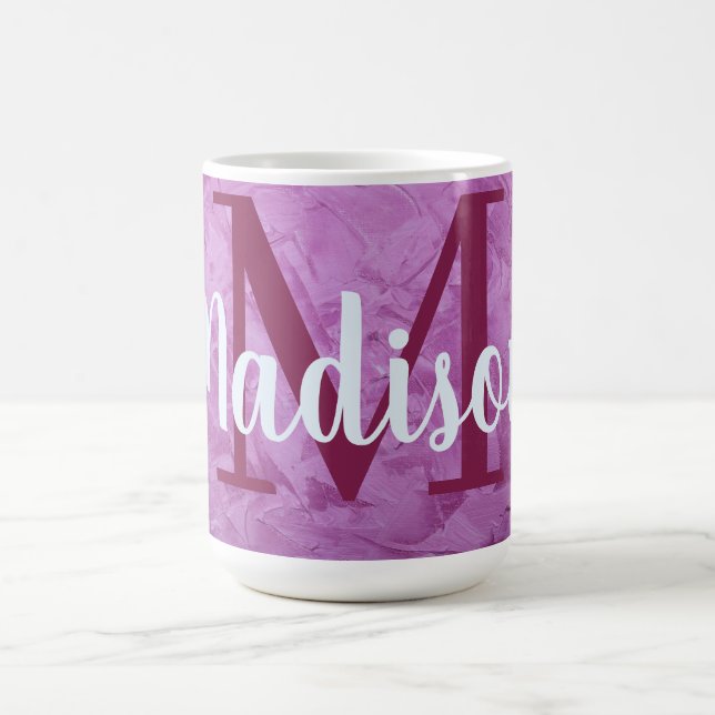 Lila Monogramm aus kundenspezifischem Marmor Perso Kaffeetasse (Mittel)