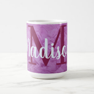Lila Monogramm aus kundenspezifischem Marmor Perso Kaffeetasse