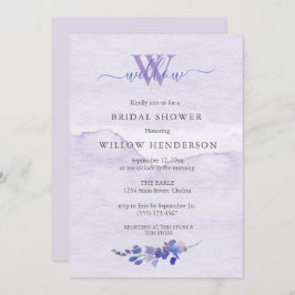 Lila Monogramm-Brautparty Einladung
