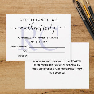 Lila Monogramm Echtheitszertifikat größer