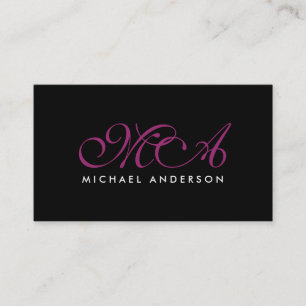 Lila Monogramm Eleganter Script-Hintergrund Visitenkarte