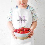 Lila Monogramm Initial und Name Personalisiert Kinderschürze<br><div class="desc">Individuell gestaltete Schürze für Kinder, perfekt für Ihren kleinen Koch im Training! Personalisieren Sie es mit dem Namen des Monogramms und dem ersten oder anderen benutzerdefinierten Text. Klicken Sie auf Anpassen, um Schriftart und Farben zu ändern, oder fügen Sie mehr Text oder Bilder hinzu, um ein besonderes Geschenk zu erstellen....</div>