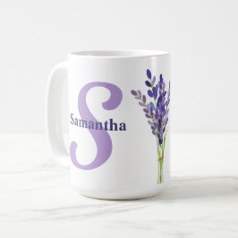 Lila Monogramm mit Foto Kaffeetasse