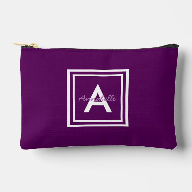 Lila Monogramm Personalisiert Zubehörtasche (Vorderseite)